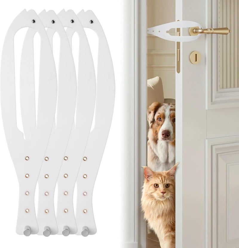 TGIOW Cat Door Latch, 4 Pcs Cat Door Stopper Pet Door Latch to Keep Dog Out of Litter Box and Food, Door Prop for Cat with 5 Adjustable Size Strap 2.5-6" Wide, No Measuring, Easy to Install - Image 1